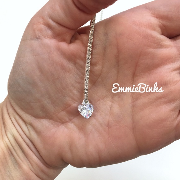 New Crystal & Cubic Zirconia Heart Accented Open Cuff Pave Choker Necklace - Picture 12 of 16